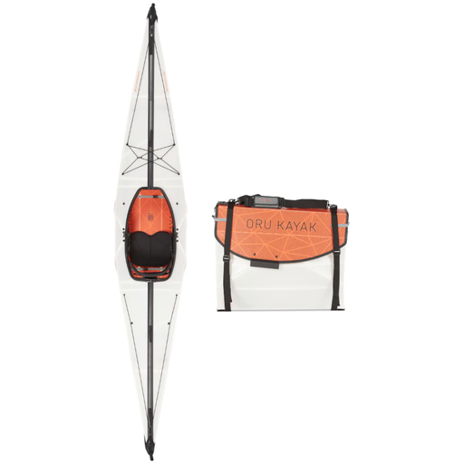 White Oru Kayak Bay ST with carrying case.