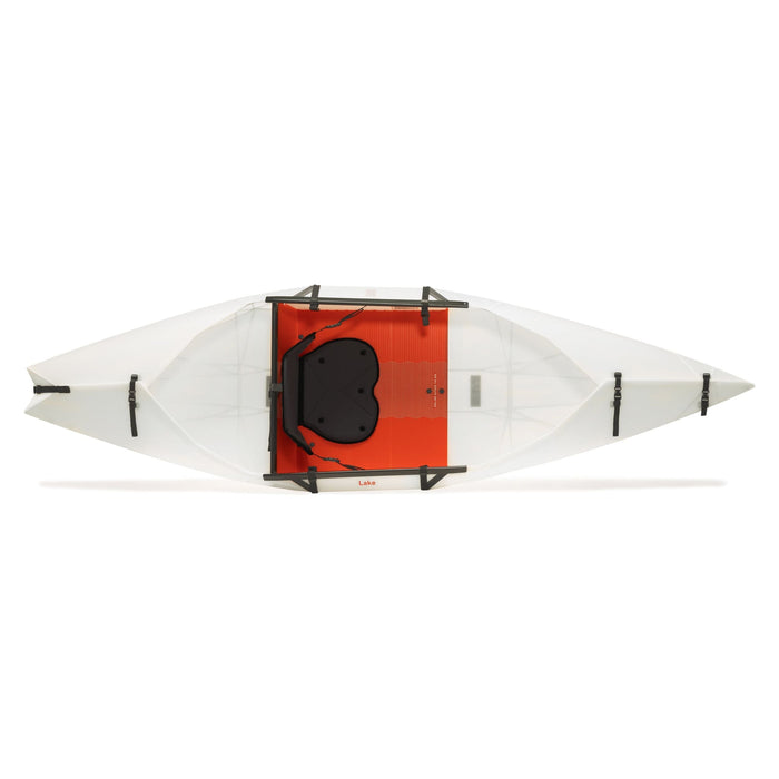 Top view of a white Oru Kayak Lake Foldable Kayak.
