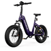 Purple HOVSCO HovBeta Foldable Fat Tire Electric Bike at diagonal showing left hand side with front tire closest to camera.