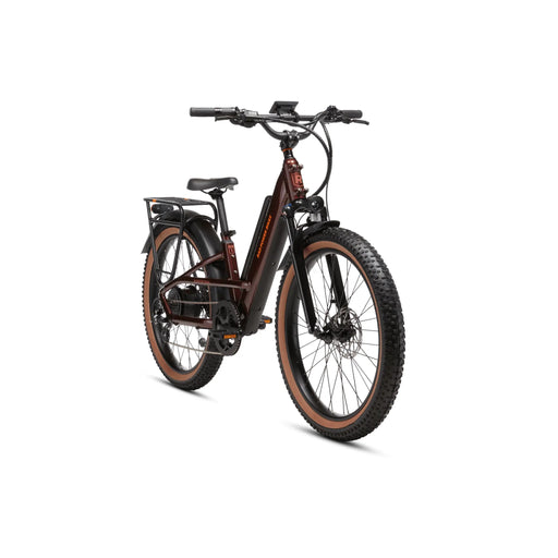 Rad Power Radster Trail Electric Off-Road Bike in Copper Red from the side. 
