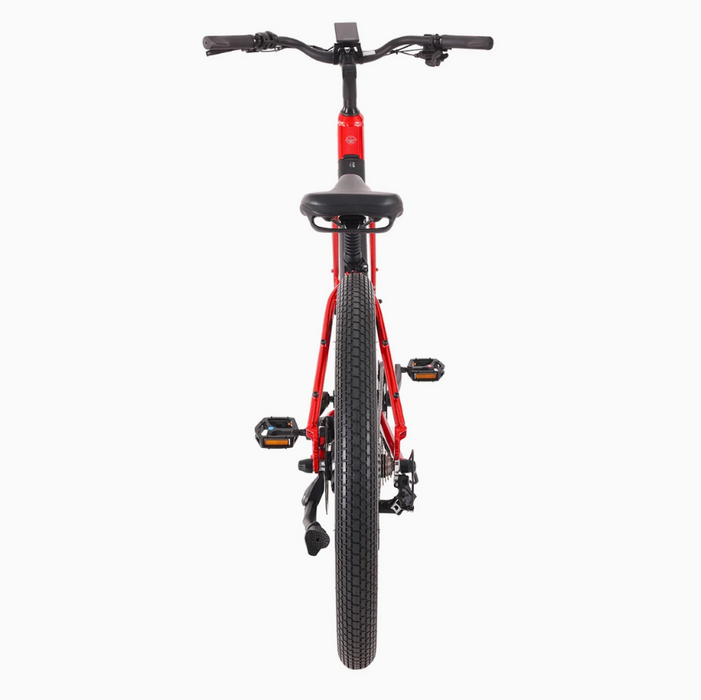 Red Denago City 3 eBike rear view.