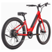 Red Denago City Model 3 E-Bike right side view rear tire closest.