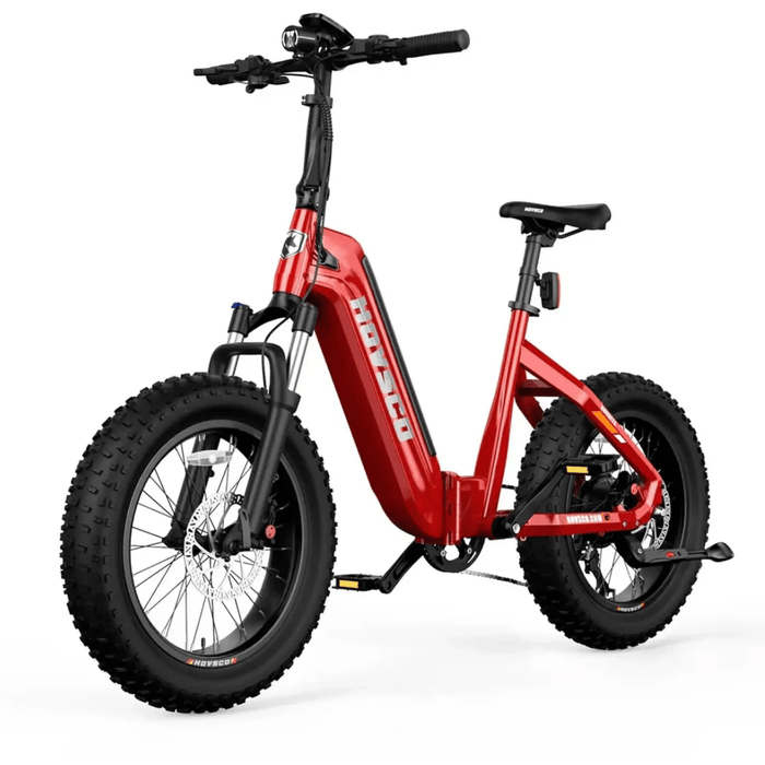 Product image of a red HOVSCO HovBeta at a diagonal showing its left hand side.