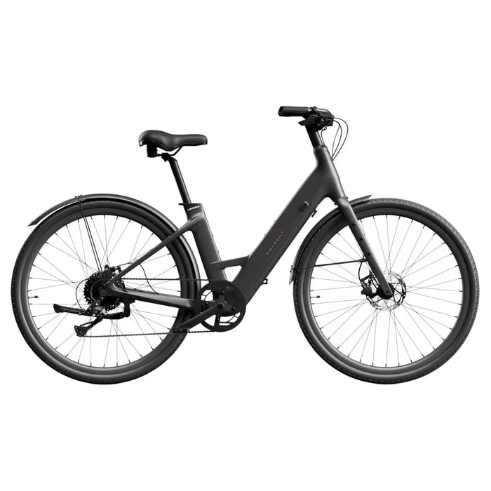 Urtopia Carbon Matte Black Step-Thru lightweight electric bike.