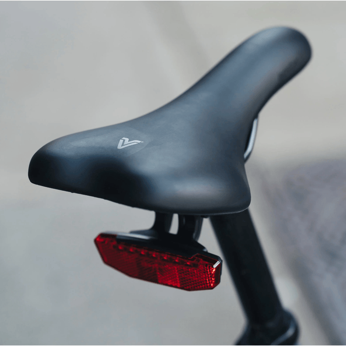 Vvolt Alpha II ebike's rear brake light and seat. 